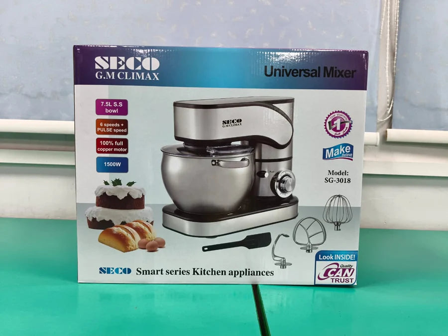 Seco 7.5 Liter Stand Mixer 1500W | Dough Maker | Kneading Machine