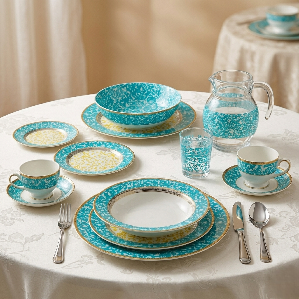 elegant crockery set with flowers