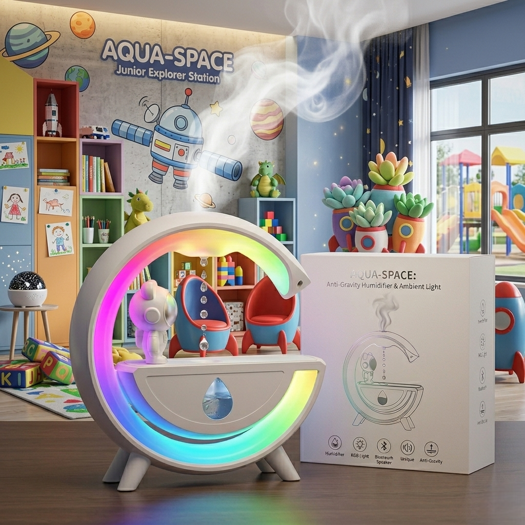 Rainbow LED Moon Humidifier with Water Drip Fountain