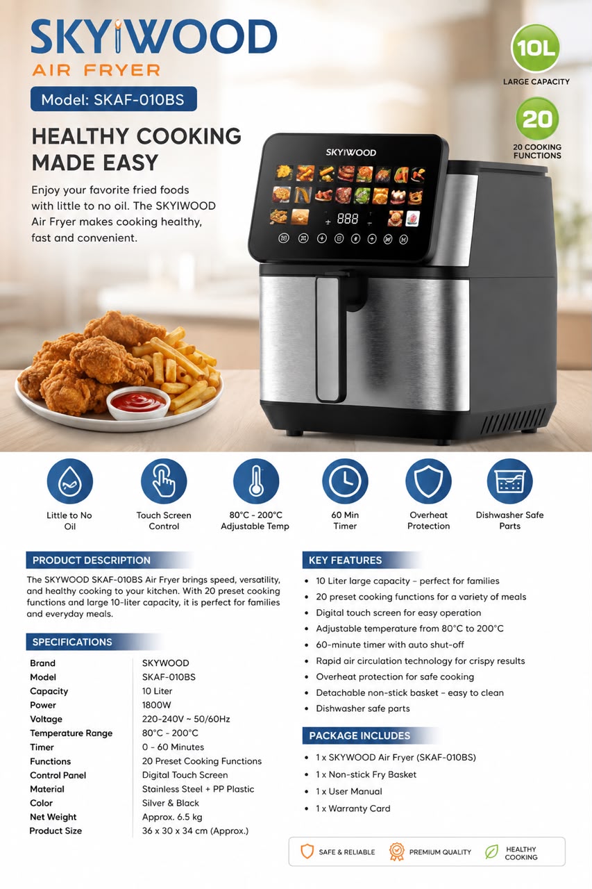 Skywood SKAF-010BS large capacity air fryer product image