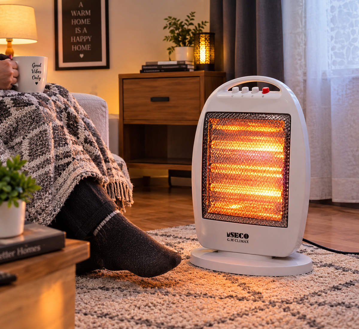 SECO 1200W Halogen Quartz Electric Room Heater for Home