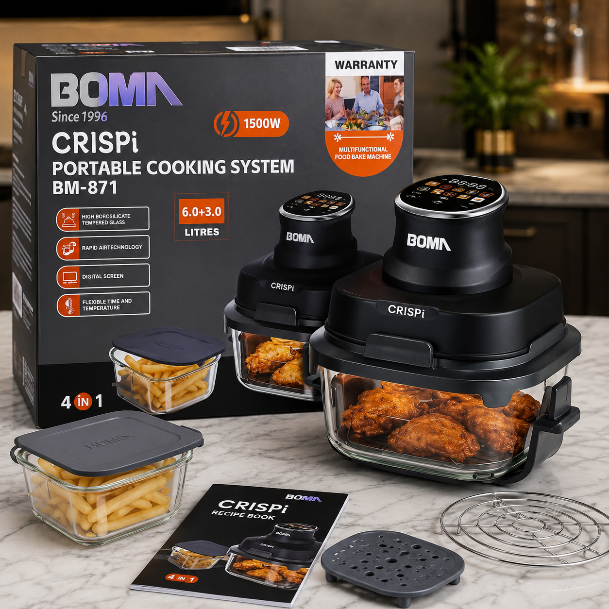 BOMN Crispi Portable Cooking System BM-871 1500W 6+3L 4-in-1 multifunctional cooking machine