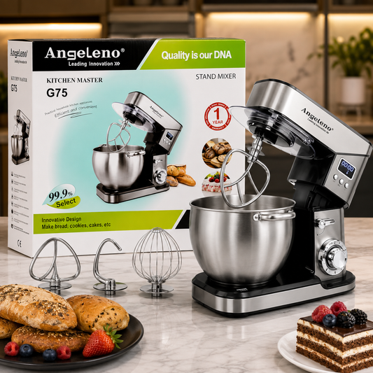 Angeleno Kitchen Master G75 Stand Mixer with Stainless Steel Bowl