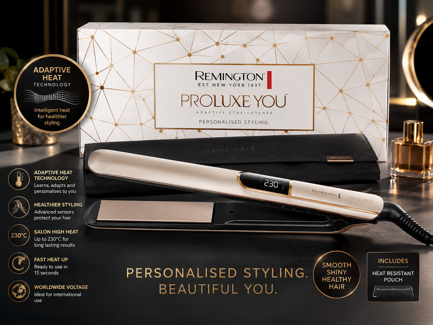 Remington PROLuxe You Adaptive Hair Straightener – Personalized Hair Styling
