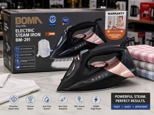 BOMA BM-291 Electric Steam Iron 2200W – Professional Steam Iron for Clothes