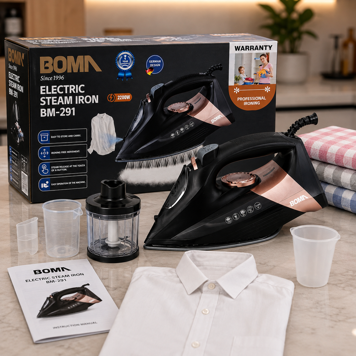 BOMA BM-291 Electric Steam Iron 2200W – Professional Steam Iron for Clothes