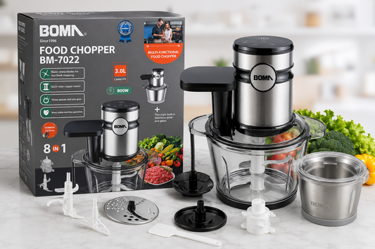 BOMA BM-7022 8-in-1 Food Chopper 800W 3L with box and multiple attachments