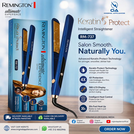 REMINGTON Keratin Protect Intelligent Hair Straightener RM-737 Blue Edition with Ceramic Plates