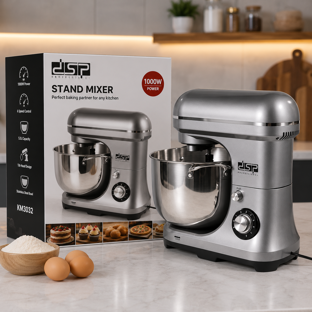 Imported DSP KM3059 10L 2000W Stand Mixer with Stainless Steel Bowl and Planetary Mixing System
