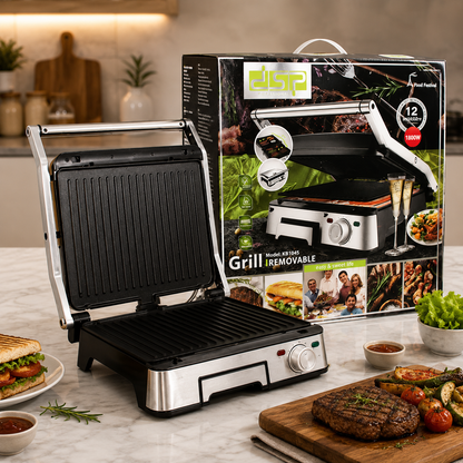Imported DSP KB1045 Electric Panini Press Grill with Removable Non-Stick Grill Plates