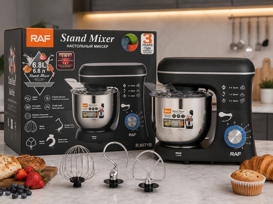 Imported RAF R.6671B 1100W 6.8L Stand Mixer with Stainless Steel Bowl