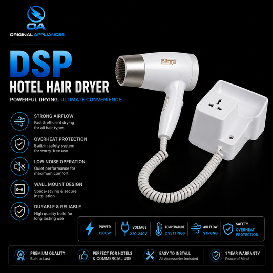 Imported Original DSP Hotel Wall Mounted Hair Dryer 30389