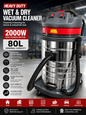 Heavy duty 80L industrial vacuum cleaner
