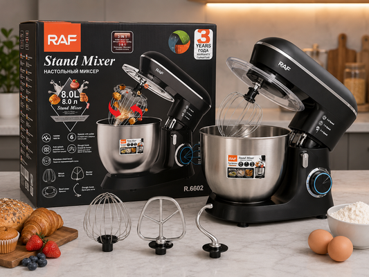 Imported RAF R.6602 1400W 8L Stand Mixer with Stainless Steel Bowl and Handle