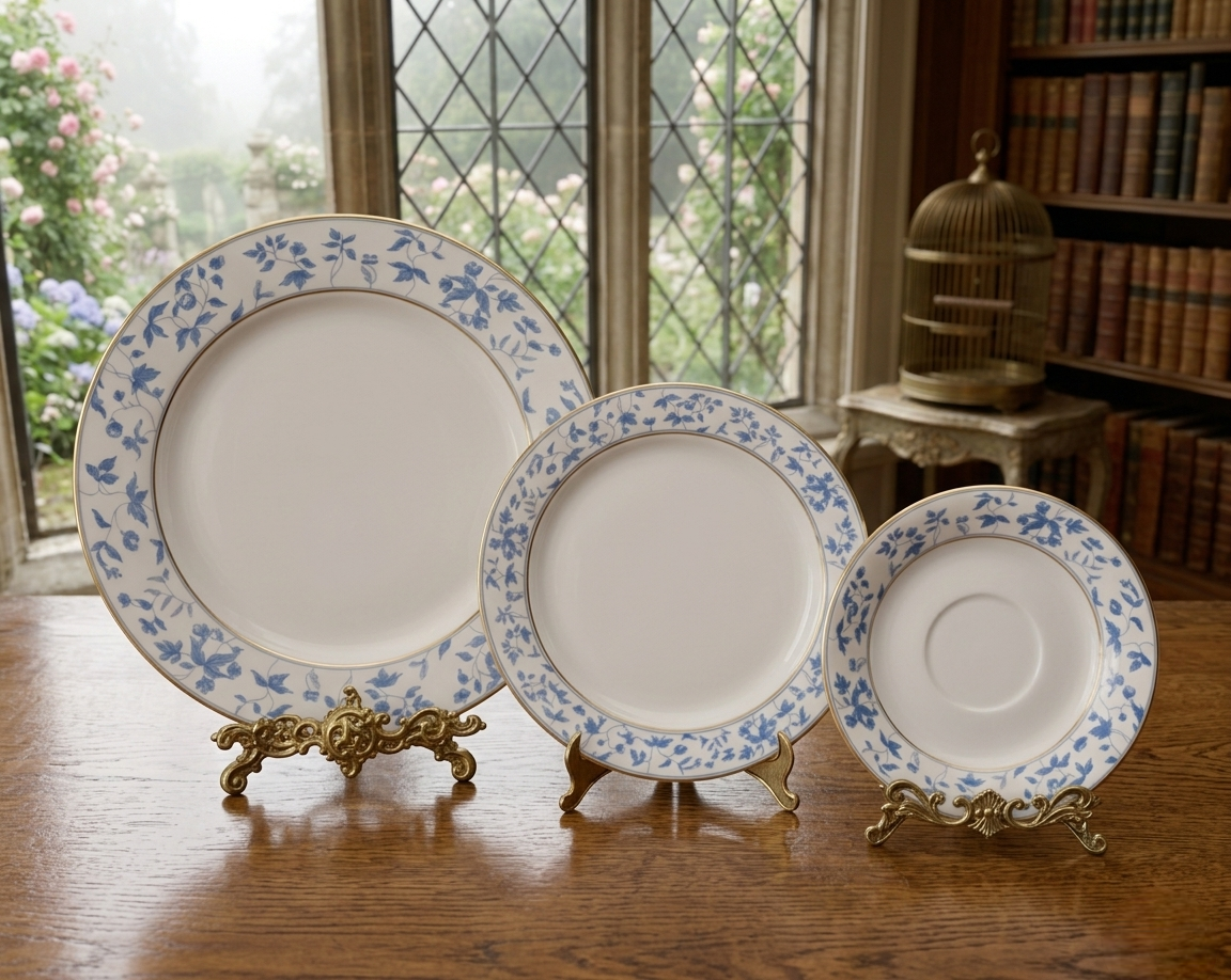 premium crockery set blue design