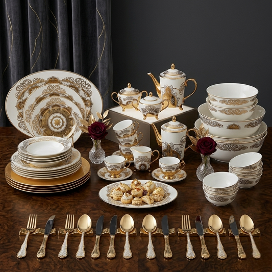 Imperial gold lace dinner set Pakistan