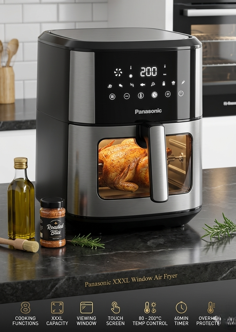 Panasonic XXXL 8L Air Fryer with Window | 1800W 8-Function Oil-Free Cooking - Original Appliances