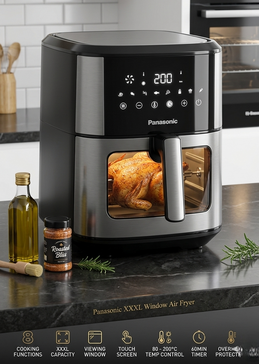 Panasonic XXXL 8L Air Fryer with Window | 1800W 8-Function Oil-Free Cooking - Original Appliances