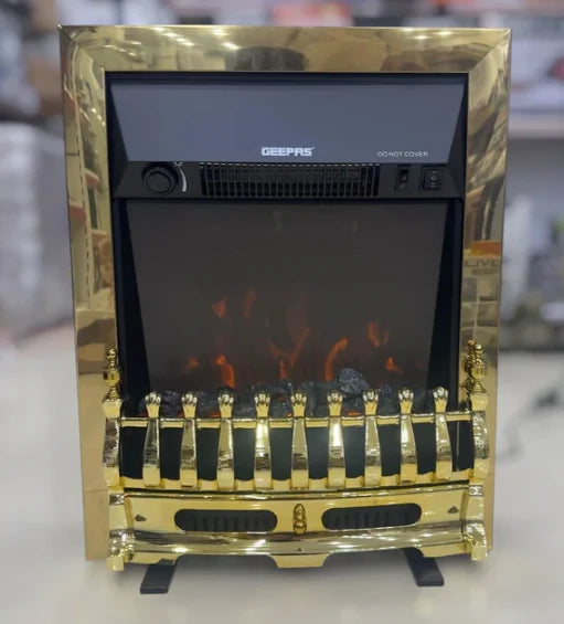 electric fireplace quartz tube flame heater black