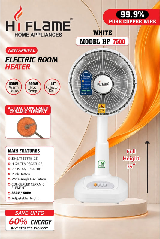 Hi Flame HF 7500 900W Electric Room Heater with 14 Inch Reflector