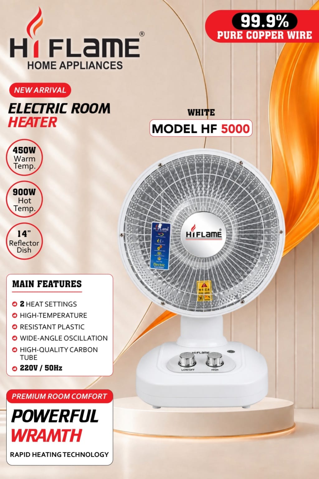 Hi Flame HF-5000 carbon tube electric room heater