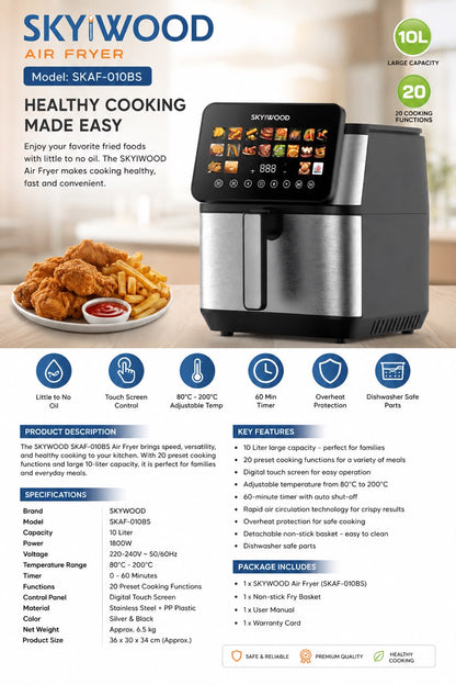 Skywood SKAF-010BS large capacity air fryer product image