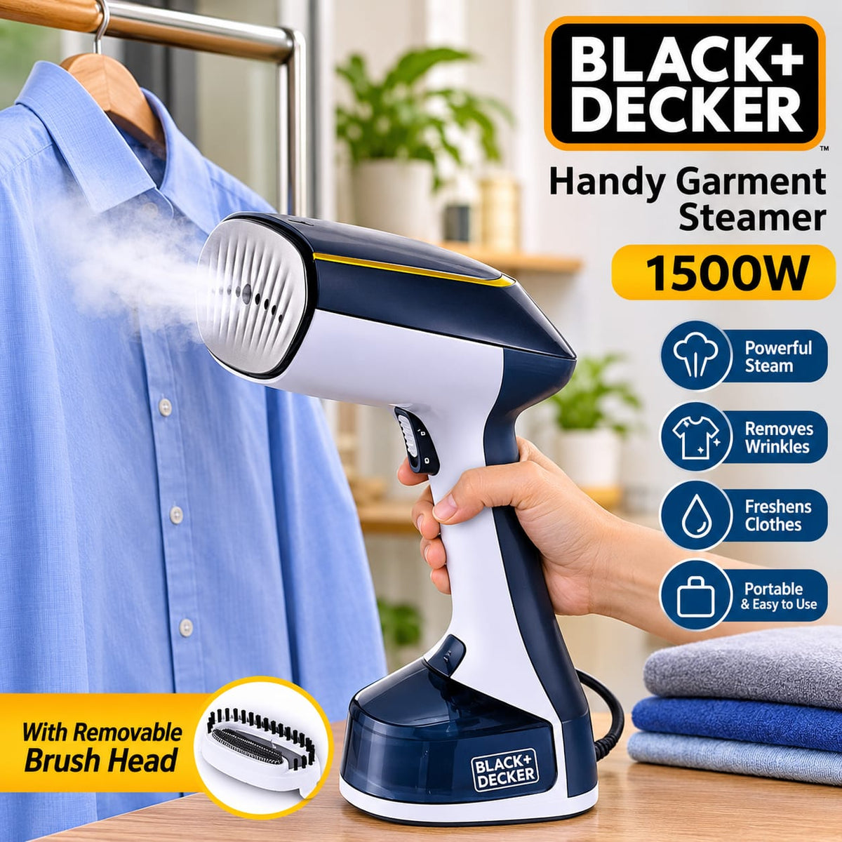 BLACK+DECKER X-1050 WB 1500W Handy Garment Steamer.