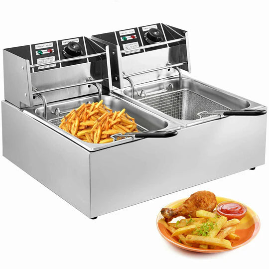 Stainless steel electric countertop deep fryer 12 liter commercial fryer machine for restaurants and fast food businesses
