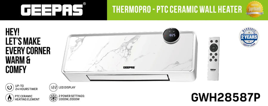 Geepas Thermopro PTC ceramic wall heater GWH28587P for home heating