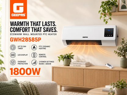 Electric wall heater with remote
