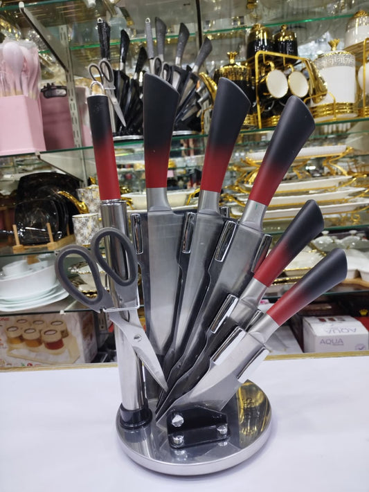 chef knife set with rotating stand premium stainless steel kitchen knives for home and professional use
