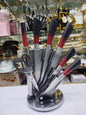 chef knife set with rotating stand premium stainless steel kitchen knives for home and professional use