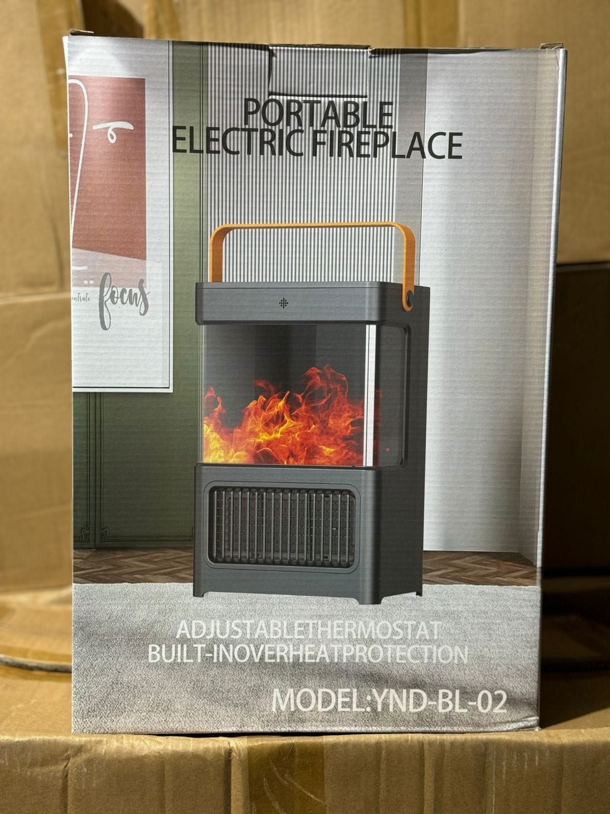 YND-BL-02 portable electric fireplace heater with flame effect 
