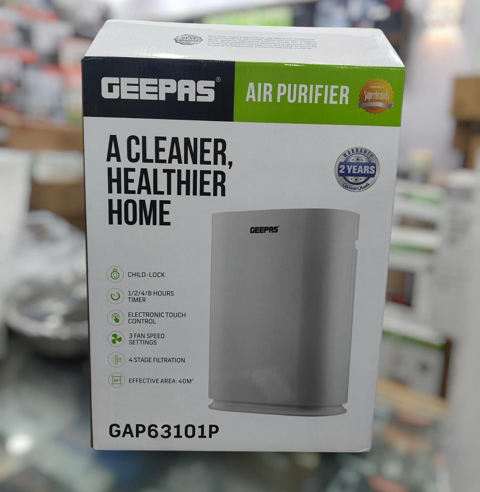 Geepas GAP63101P Air Purifier with H13 HEPA 4-stage filtration and 40m² coverage