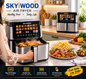 SKYIWOOD 10L Digital Air Fryer with LCD Touch Display, Double Tray and Double Heating Elements