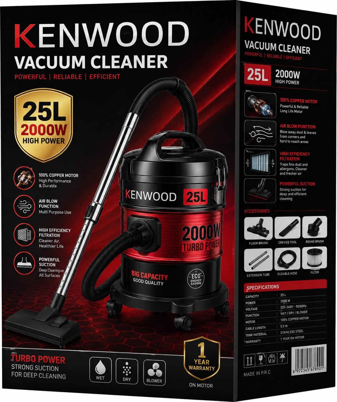 Kenwood 25L 2000W Wet and Dry Vacuum Cleaner with Blower