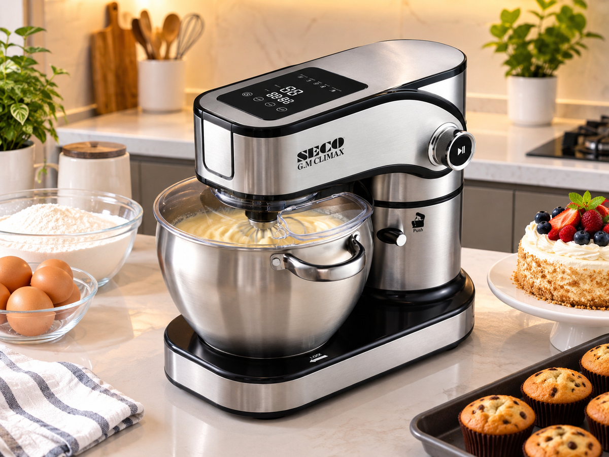 SECO SG-3029 8L 1800W electric stand mixer with stainless steel bowl for kitchen baking and dough mixing