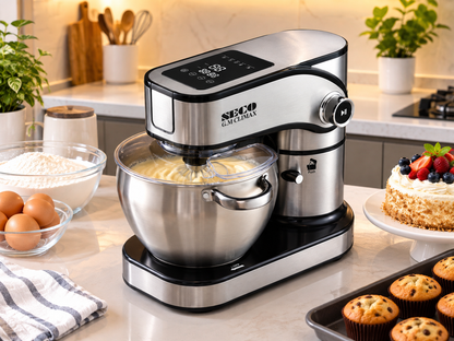 SECO SG-3029 8L 1800W electric stand mixer with stainless steel bowl for kitchen baking and dough mixing