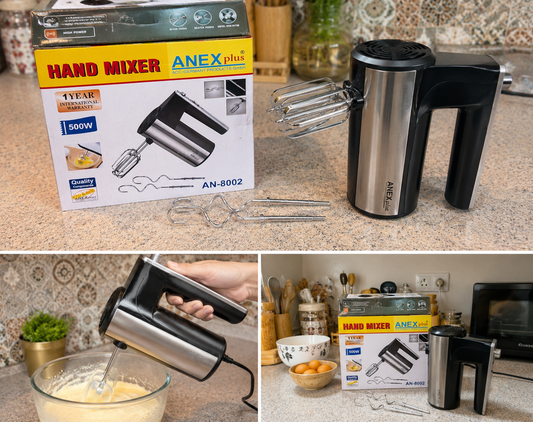 ANEX Electric Hand Mixer with Beaters and Dough Hooks