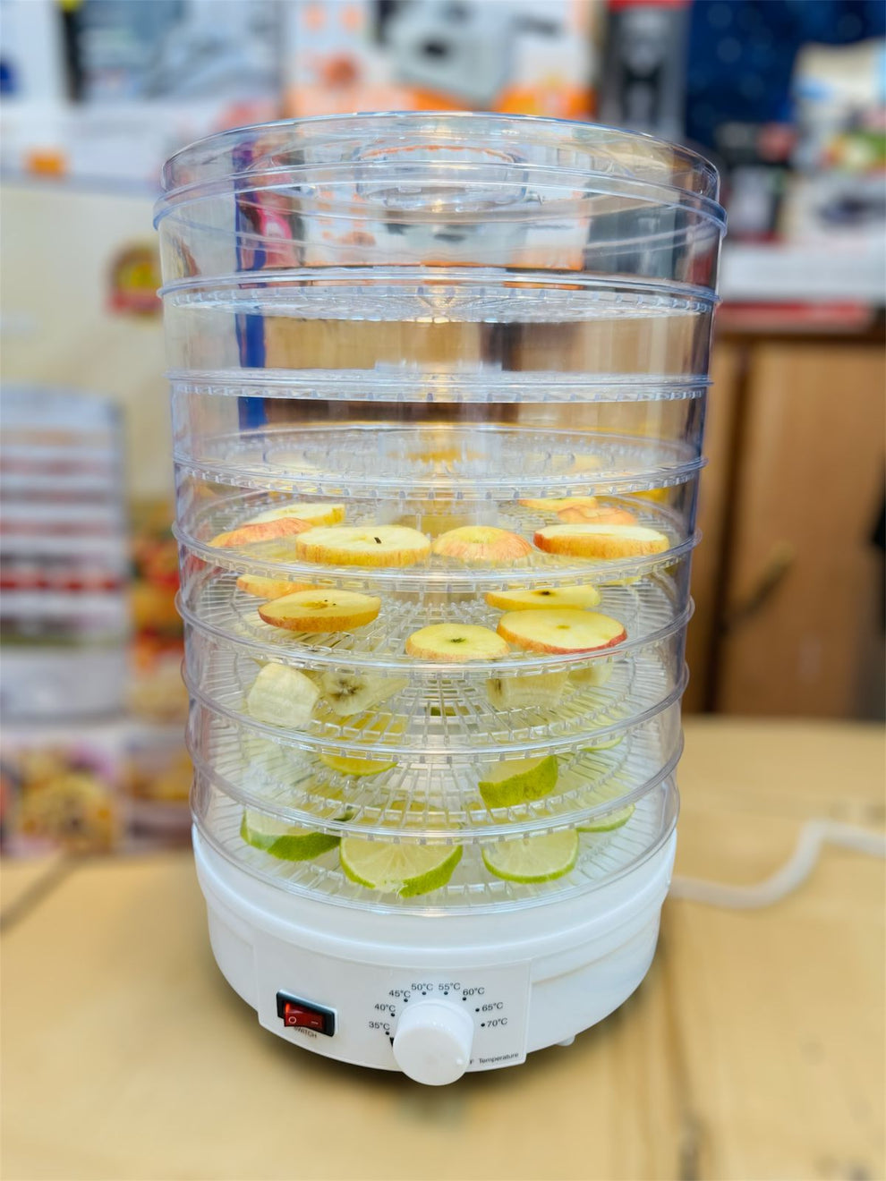 TeFU 8-layer electric food dehydrator with transparent trays for drying fruits, vegetables and suitable meat products