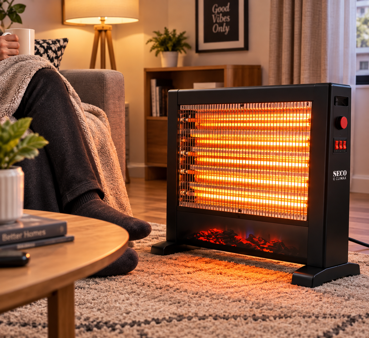 SECO 1200W Quartz Halogen Electric Room Heater for Home