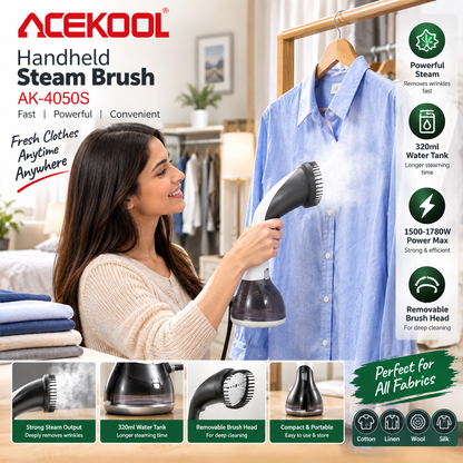 ACEKOOL AK-4050S 1780W handheld garment steamer with 320ml water tank and steam brush