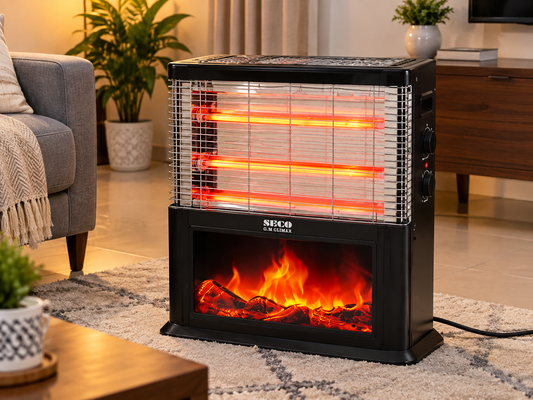 SECO SG.725 1200W Quartz Halogen Room Heater with Fireplace Effect