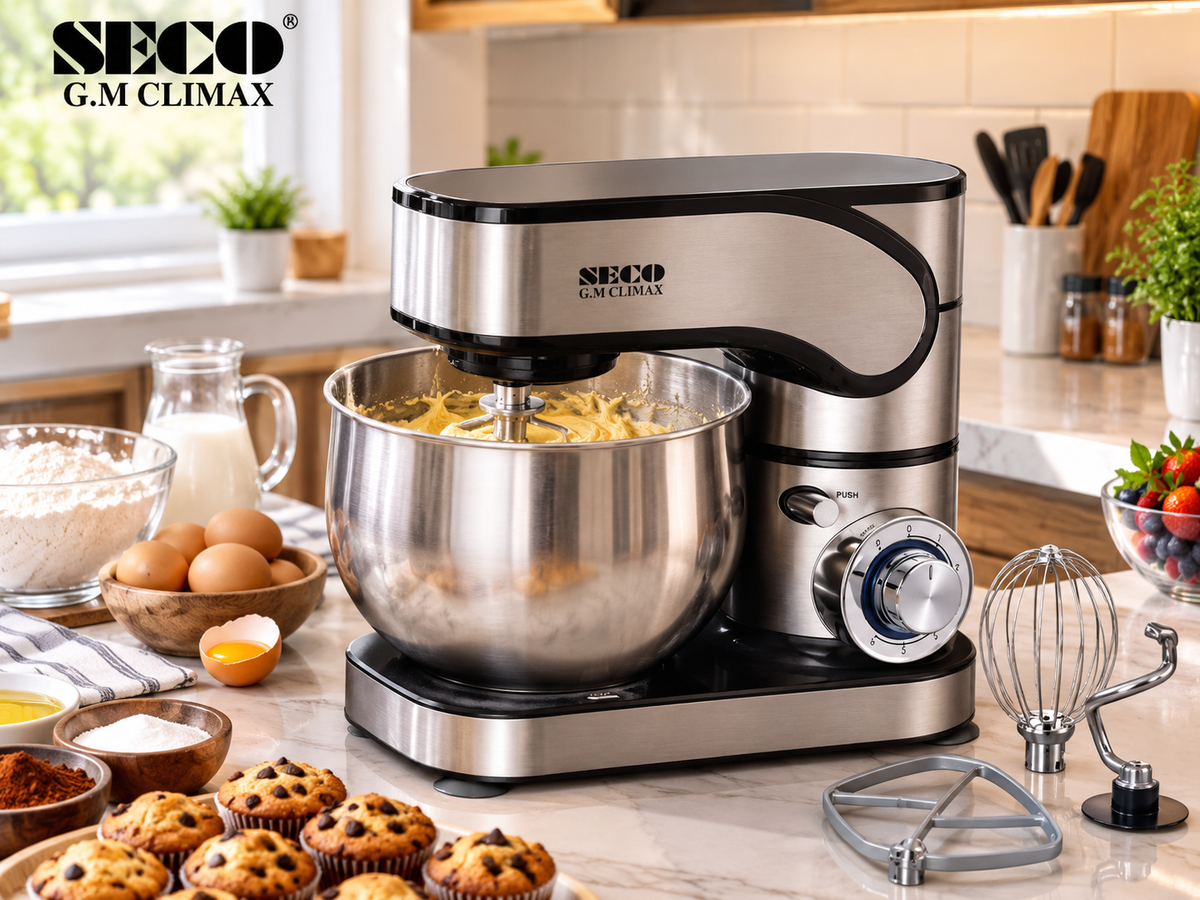 SECO SG-3026 1500W 6L stainless steel universal stand mixer with 6 speed and pulse function