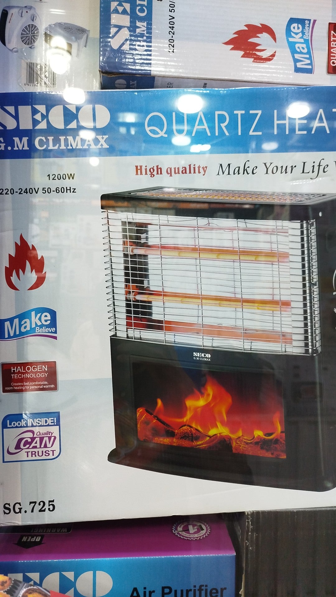 Flame Quartz Halogen Room Heater with Fireplace Effect
