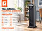 Geepas GRH28573P PTC ceramic tower fan heater with adjustable thermostat, oscillation and dual heating settings