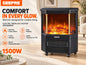 Geepas GRH28580P electric fireplace heater with realistic log flame effect and black portable design