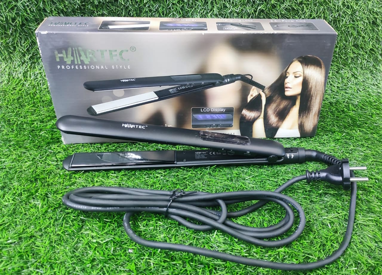 Hartec Titanium Plates Flat Iron Straightening Styling Tools Black LCD Display